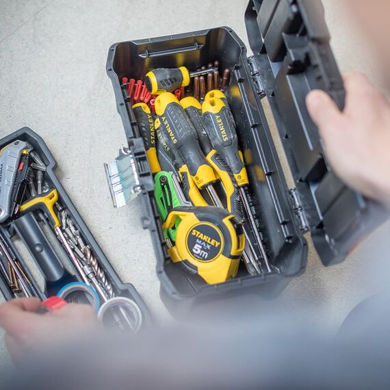 STANLEY STST1-75515 box na nářadí s kovovou přezkou, organizér ve víku, 32*19*13cm