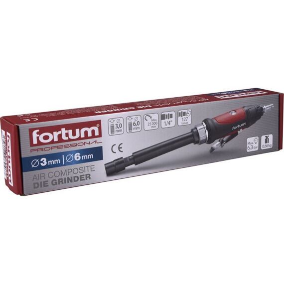 FORTUM bruska pneumatická přímá prodloužená, 6/3mm, 25000 ot./min, 127 l/min 4795031