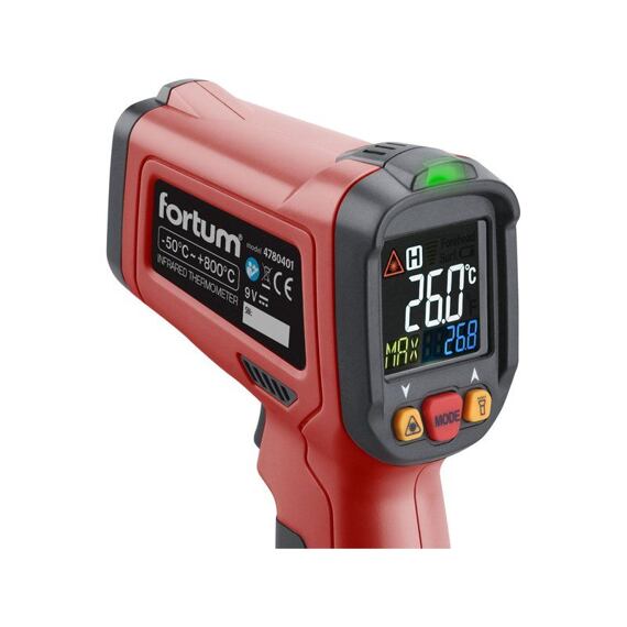 FORTUM teplomer bezkontaktný so sondou, -50 °C až 800 °C 4780401