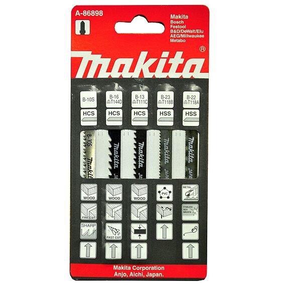 MAKITA A-86898 sada pílok do priamočiarky, drevo, plast, kov 5ks