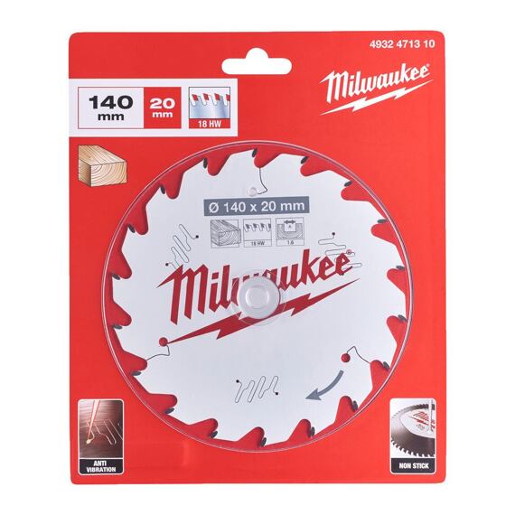 MILWAUKEE 4932471310 pilový kotouč 140mm*1,6mm*20mm, 18Z, pro aku stroje