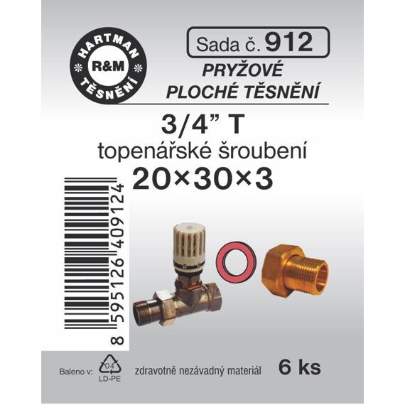 HARTMAN těsnění pryžové 3/4" 20*30*3mm, sada č. 912