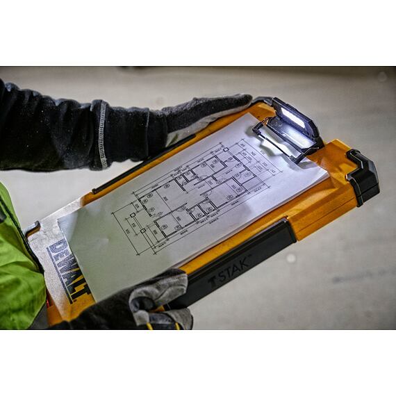 DeWalt DWST82732-1 TSTAK clipboard, písacia podložka s vnútorným úložným priestorom, LED lampa