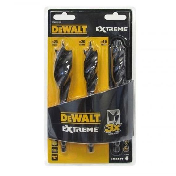 DeWalt DT90237 sada špirálových vrtákov do dreva 3-dielna, 16-20-25 mm