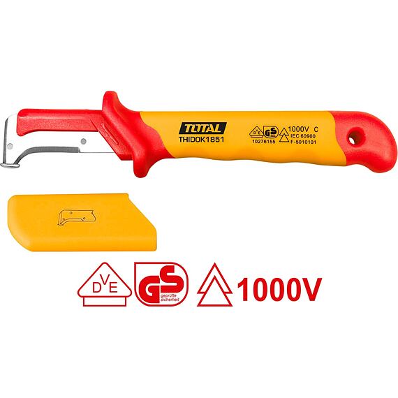 TOTAL nůž elektrikářský na kabely, industrial, VDE 1000V, THIDCK1851