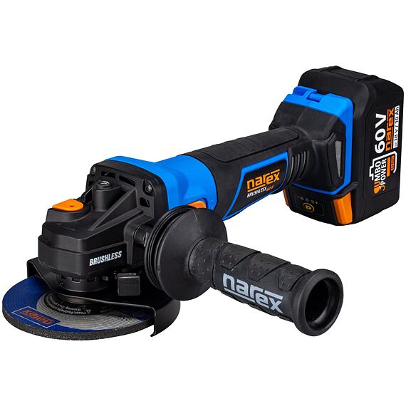 NAREX ABU 125-607 B T-Loc aku bezuhlíková uhlová brúska 125mm, 60V/2Ah, 9000 ot./min, kufrík T-Loc