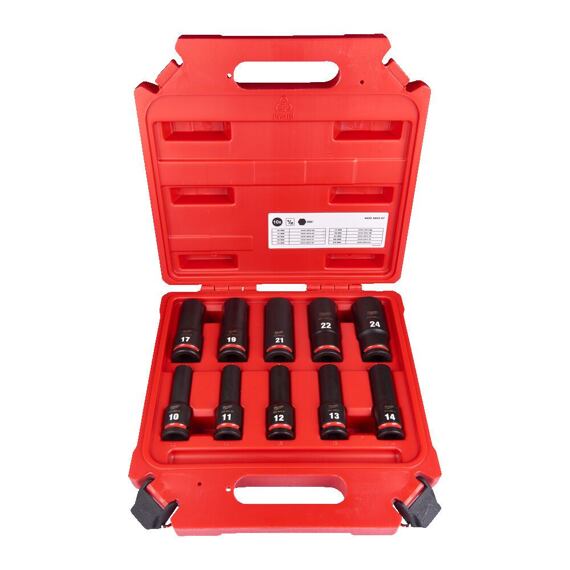 MILWAUKEE 4932480457 sada 1/2" průmyslových prodloužených hlavic 10-24mm