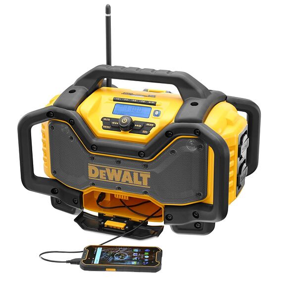 DeWalt DCR027 stavební aku rádio s nabíječkou XR baterií nebo 230V, USB, DAB+, AVRC, bez baterie