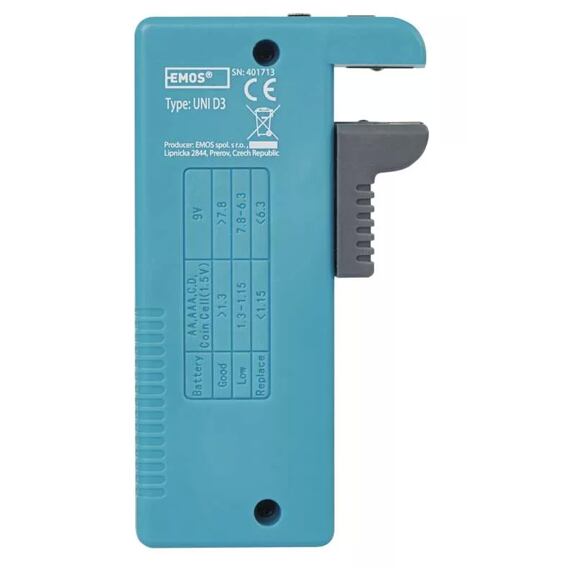 EMOS univerzální tester baterií LCD (AA, AAA, C, D, 9V, knoflíkových), N0322