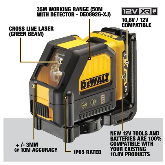 DeWalt DCE088D1G krížový laser ZELENÝ