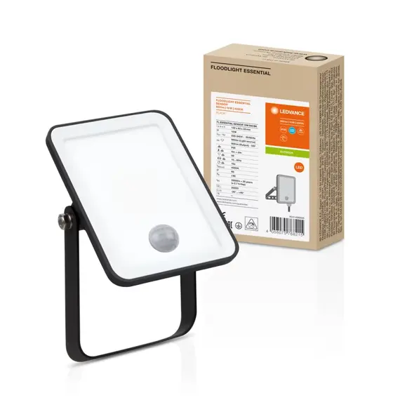 LEDVANCE (OSRAM) LED reflektor FL ESSENTIAL 10W/4000K studená bílá, PIR SENSOR, 355860