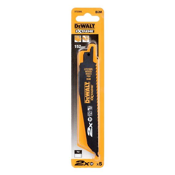 DeWalt DT2300L pilky do ocasky pro demoliční a hrubé práce, dřevo s hřebíky, rychlý řez, 5ks