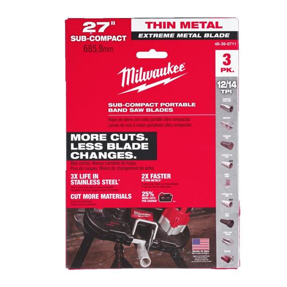 MILWAUKEE 48390711 pás pilový 685,80mm, 12/14Tpi, rozteč 1,8mm, (ocel, litina, nerez), balení 3ks