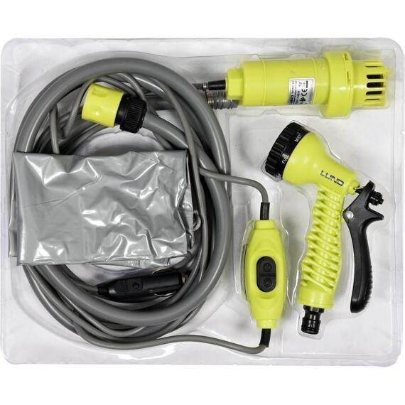 LUND přenosná sprcha 12V, čerpá 20l/min., připojení konektor autozapalovače, příkon 35-60W, TO-82992