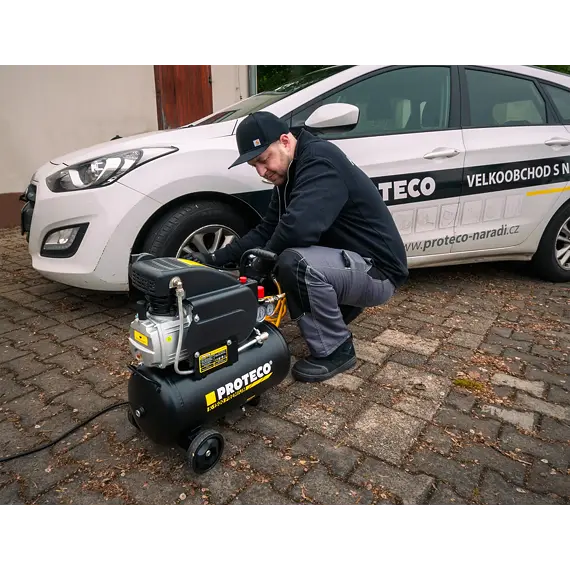 PROTECO kompresor olejový 1,5kW, PREMIUM 8bar, nádoba 24l,výkon vysávania 195 l/min., 25kg