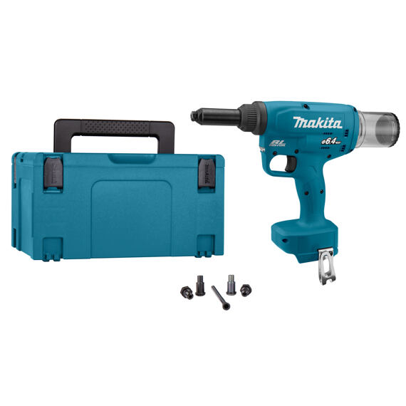 MAKITA DRV250ZJ aku nýtovačka 18V LXT Li-ion, ocel 4,8-6,0mm, nerez 4,8mm, MAKPAC, bez baterie