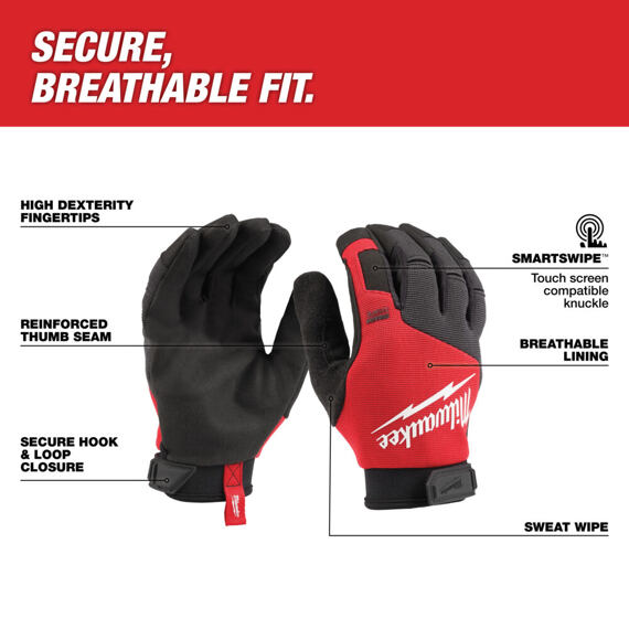 MILWAUKEE 4932498498 rukavice pracovní Performance vel. 9/L, SMARTSWIPE pro ovládání telefonu 