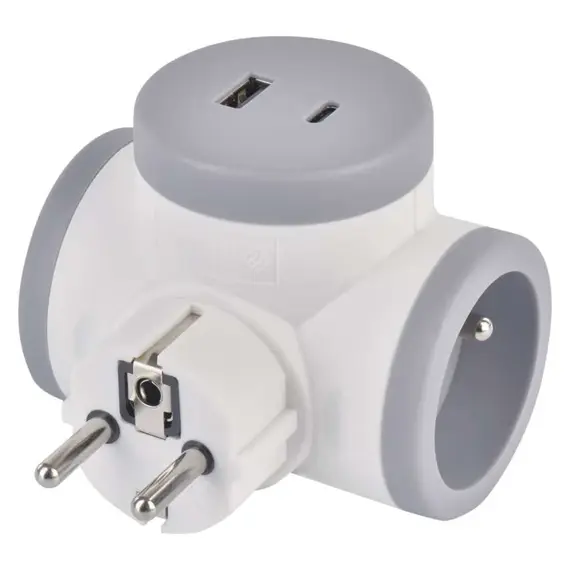 EMOS zásuvka rozbočovací 2*, 1*USB-A+1*USB-C, P0076PD