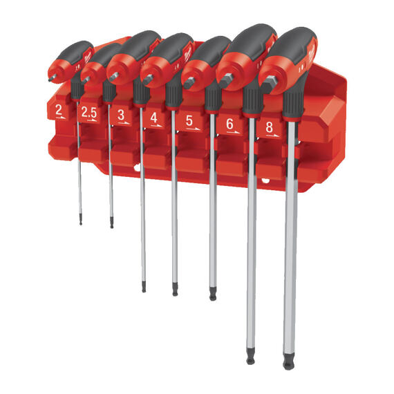 MILWAUKEE 4932498677 sada T-imbusů s kuličkou 2-8mm, 7-dílná, ComfortGrip, PH držák