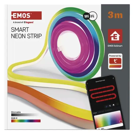 EMOS GoSmart ohebný LED pásek NEON bílý, 3 m, 23 W, RGBIC stmívatelný, WiFi, ZPW313I