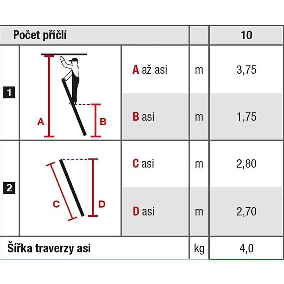 KRAUSE žebřík jednodílný 1*10, 280cm 10.66-1-10-KR