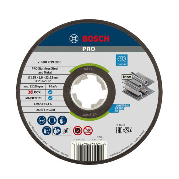 BOSCH 2608619363 řezný kotouč 125*1,6*22,2mm, XLOCK, ocel, nerez