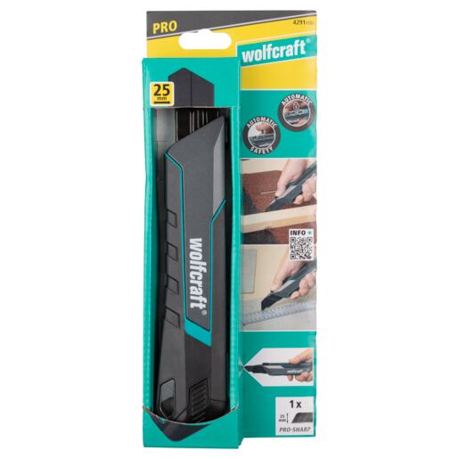WOLFCRAFT nůž s ulamovací čepelí 25mm, zasouvací, PRO SAFETY, 4291000