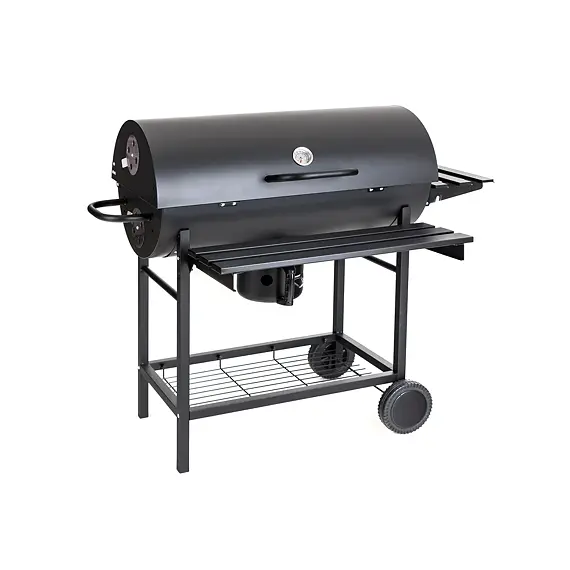 gril LANDER na dřevěné uhlí 101*70*94cm, barelový tvar, odkládací plocha, 767019