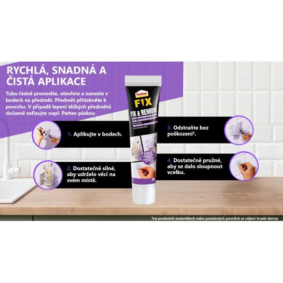 PATTEX lepidlo FIX - REMOVE 44g, silné a snadno odstranitelné, 6kg zatížení, 351