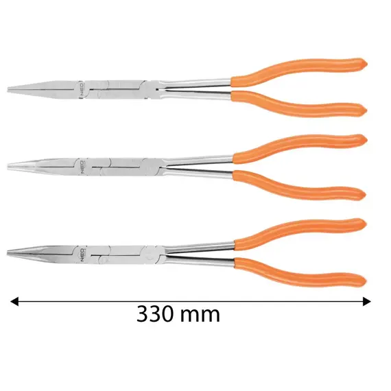 NEO kleště s dvojitým kloubem 3 ks (rovné, zakřivené, protáhlé rovné) CrV 330mm, 01-293