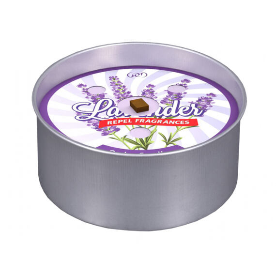 svíčka proti hmyzu LAVENDER plech, 170g, 10*5cm, hoří cca 8h, 92194st