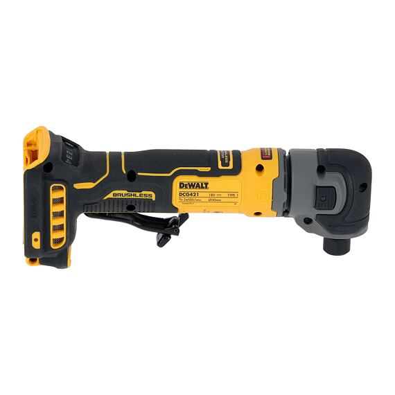 DeWalt DCG421N pravoúhlá bezuhlíková bruska 18V XR, bez baterie, regulace 10000-24500 ot/min