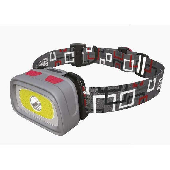 EMOS svítilna čelovka COB, 1*CREE LED, bílá+zelená+červena+zadní červené světlo, 3*AAA P3531
