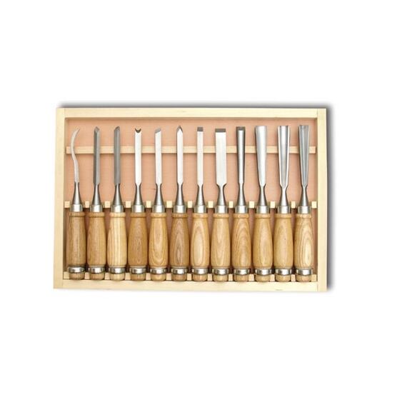 dláta řezbářská 12-dílná sada, dřevěná kazeta, 556956