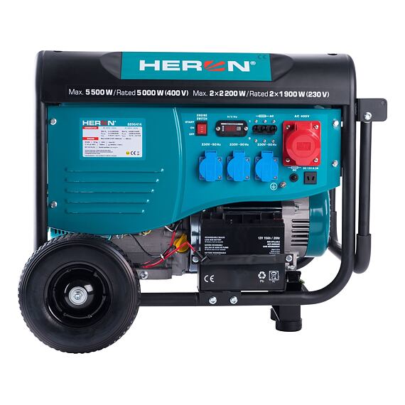 HERON elektrocentrála 230V/400V, 5,5kW/6,8kVA 400V, 2*2,2kW 230V, svařování 4kW elektrostart 8896414