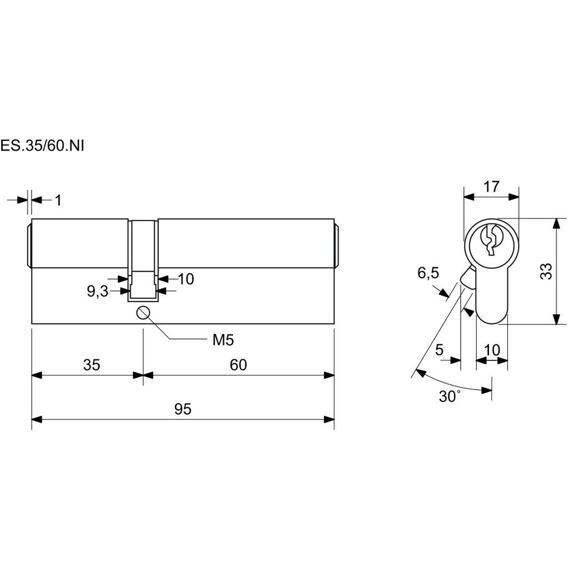 RICHTER vložka cylindrická 35+60, 6kl., 3.trieda bezpečnosti 495065