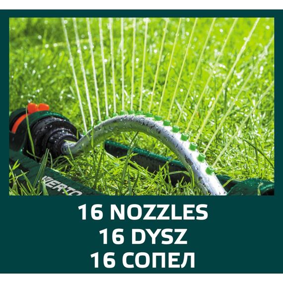 VERTO zavlažovač oscilační 16 trysek, rozsah až 378m2 15G771