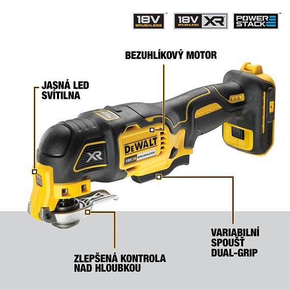 DeWalt DCS356NT aku oscilační bruska 18V, výměna nástrojů Quick_Change, bez baterie, TSTAK