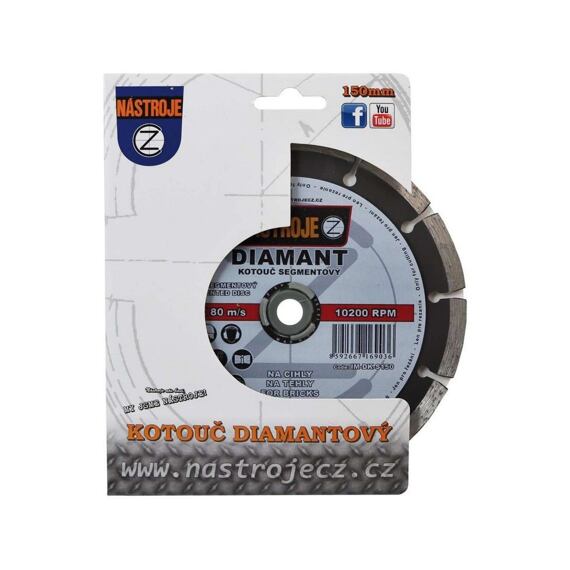 NÁSTROJE CZ diamantový kotouč segmentový 150*2*22,2mm kámen, cihly a stavební materiály IM-DK-S150