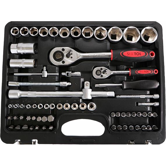 SIXTOL gola sada 82-dílná, 1/2"+1/4", očkoploché klíče, SX3024