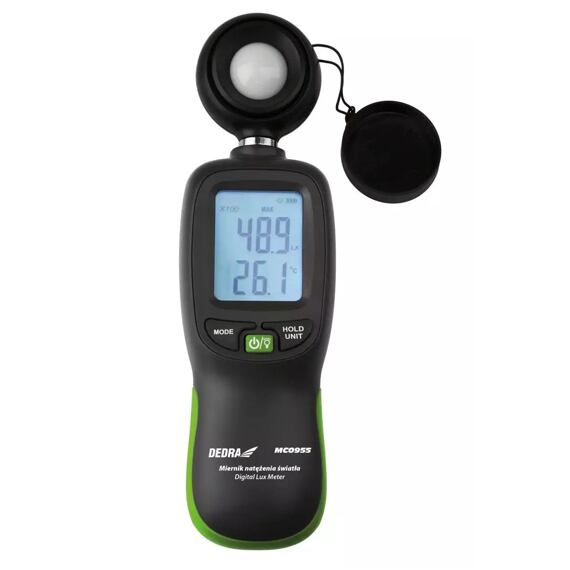 DEDRA měřič intenzity světla, luxmetr 0 - 200000 lux, teplota -9,9 - 49,9 °C, 3*AA, MC0955
