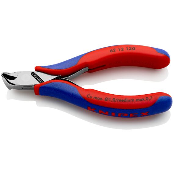 KNIPEX 6212120 šikmé štikacie kliešte pre elektroniku 120mm, 58HRC, dvojitá pružina