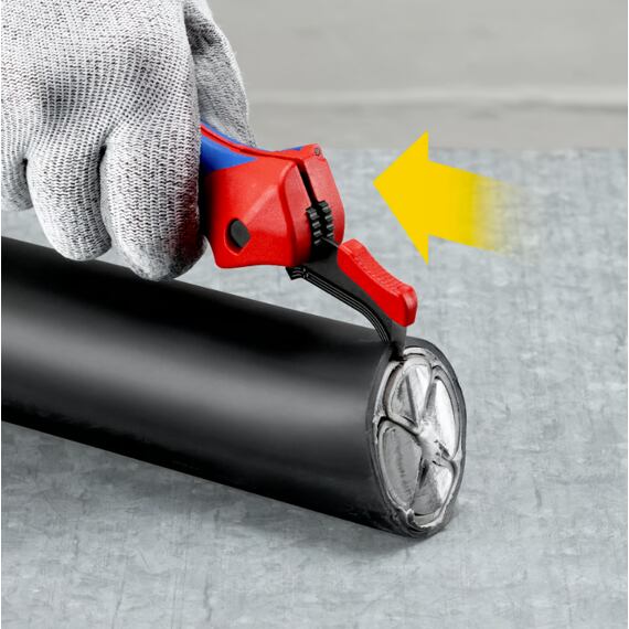 KNIPEX odizolovávací nůž s vodící patkou s funkcí ráčny, polohovatelný a složitelný, 1650145SB