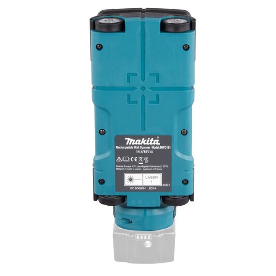 MAKITA DWD181ZJ aku detektor 18V LXT kov/plast/dřevo, LED bar. displej, laserová linie, bez baterie