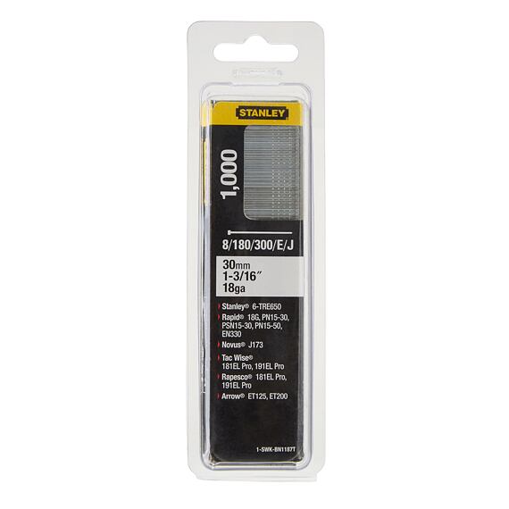 STANLEY 1-SWKBN1187T kolárske klince 18GA 30mm, 1000ks