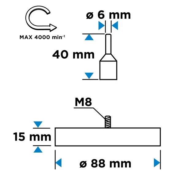 GRAPHITE kotouč gumový na odstraňování lepidel 88mm/15mm, stopka 6mm, 55H811