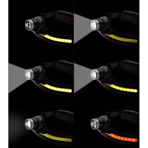 NEO LED čelovka BELT 2.0, XPG+COB 400+400lm, baterie Li-Pol 5V/1,2Ah, USB-C, 99-117