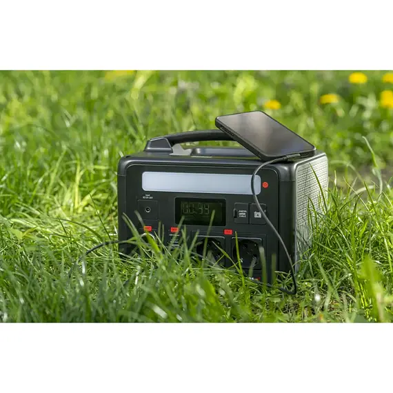 DEDRA DEZS0600 nabíjecí stanice/powerbanka 600/1200W, 640Wh, LiFePO4, 2*230V, DC 10-14,4V/10A