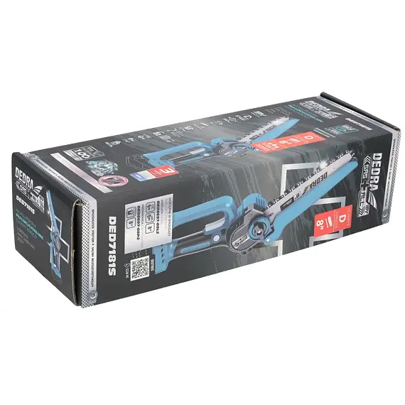 DEDRA aku řetězová pila MINI 18V, 8", prořez 190mm, (možno s výložníkem), bez baterie, DED7181S