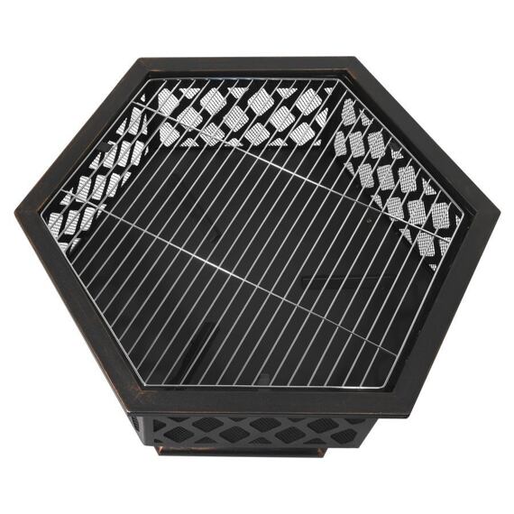 CATTARA ohniště HEXAGON cooper patina s poklopem, rošt 61*53cm, 13008